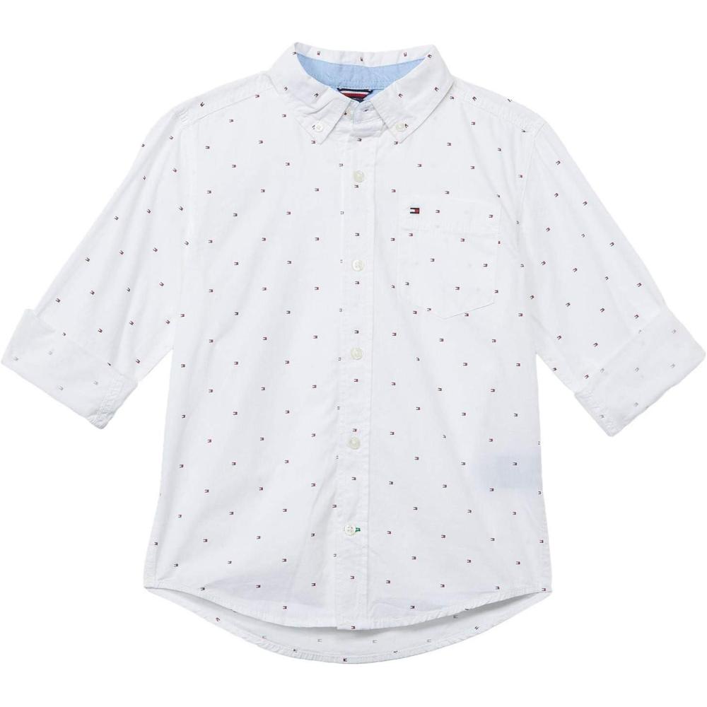 imageTommy Hilfiger Boys Long Sleeve Woven Buttondown Shirt Lightweight ampamp BreathableFred White