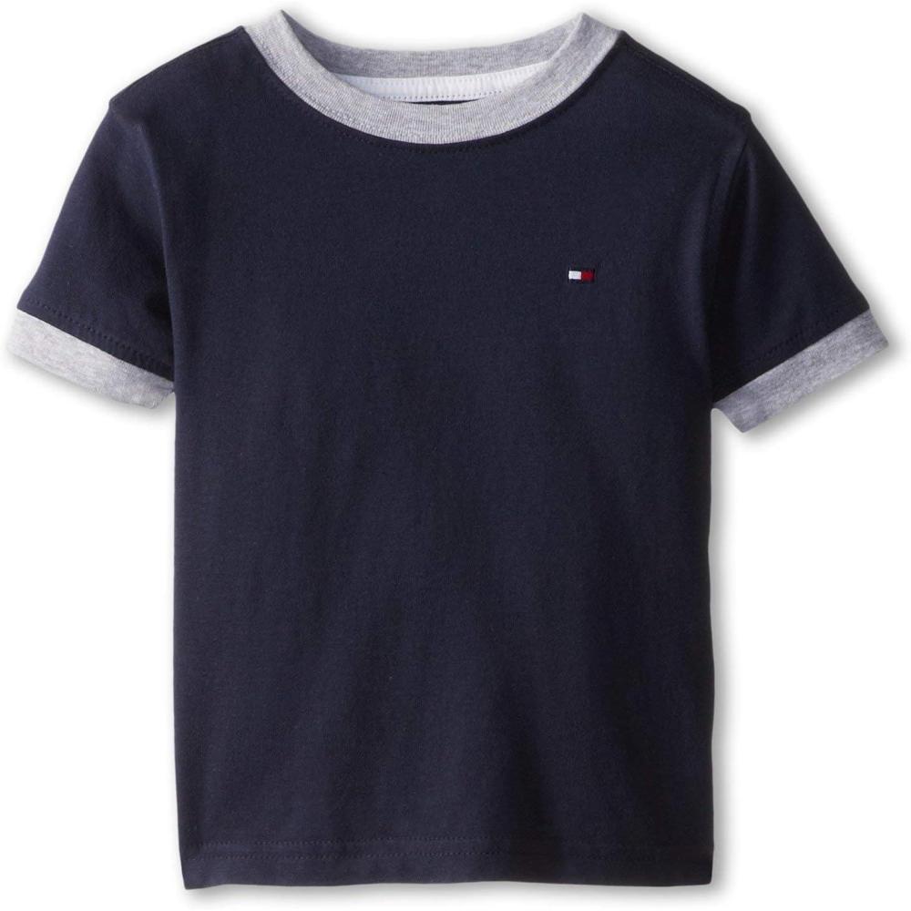 imageTommy Hilfiger Boys Short Sleeve Ken Ringer Crew Neck TShirt Soft Comfortable Relaxed FitKen Core Navy