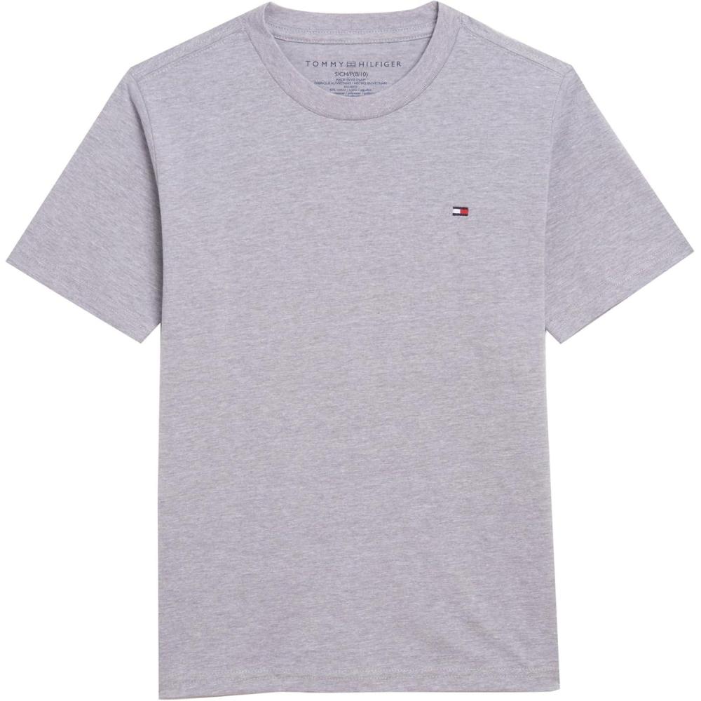 imageTommy Hilfiger Boys Short Sleeve Script TShirt Crew Neckline LightweightClassic Grey Heather