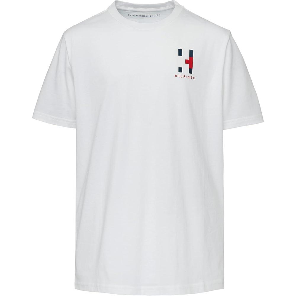 imageTommy Hilfiger Boys Short Sleeve Solid Matt Crew Neck TShirt Soft Comfortable Relaxed FitBright White