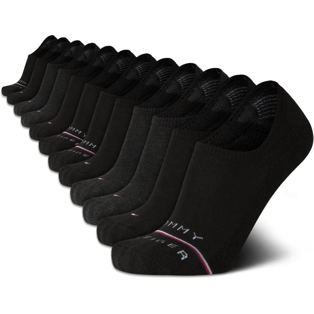 imageTommy Hilfiger Mens Athletic Socks Cushion No Show Socks 12 PackBlackGrey