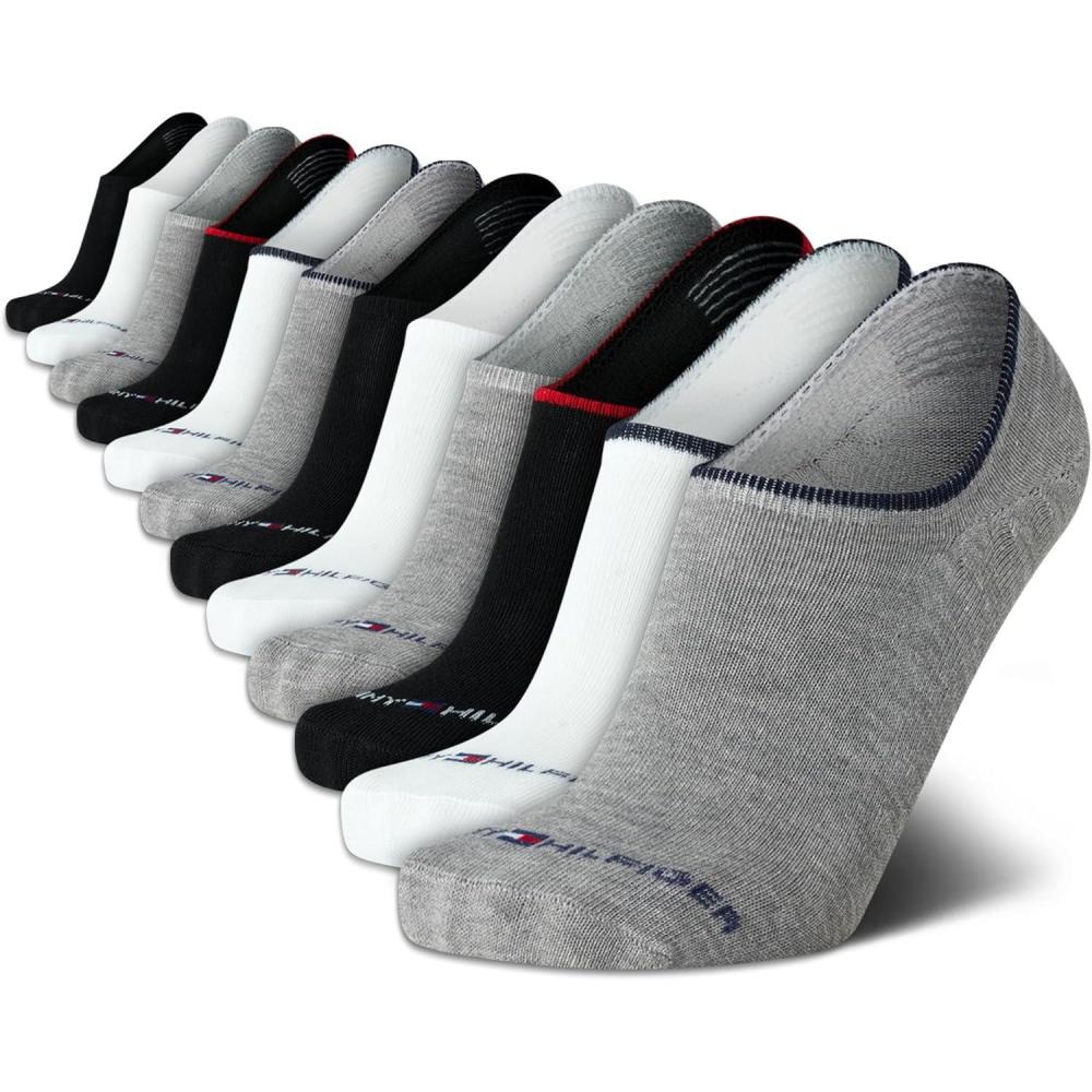 imageTommy Hilfiger Mens Athletic Socks Cushion No Show Socks 12 PackGrey Assorted
