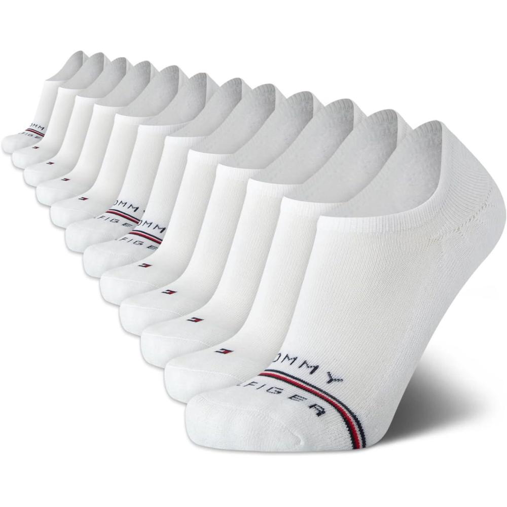 imageTommy Hilfiger Mens Athletic Socks Cushion No Show Socks 12 PackWhite Logo
