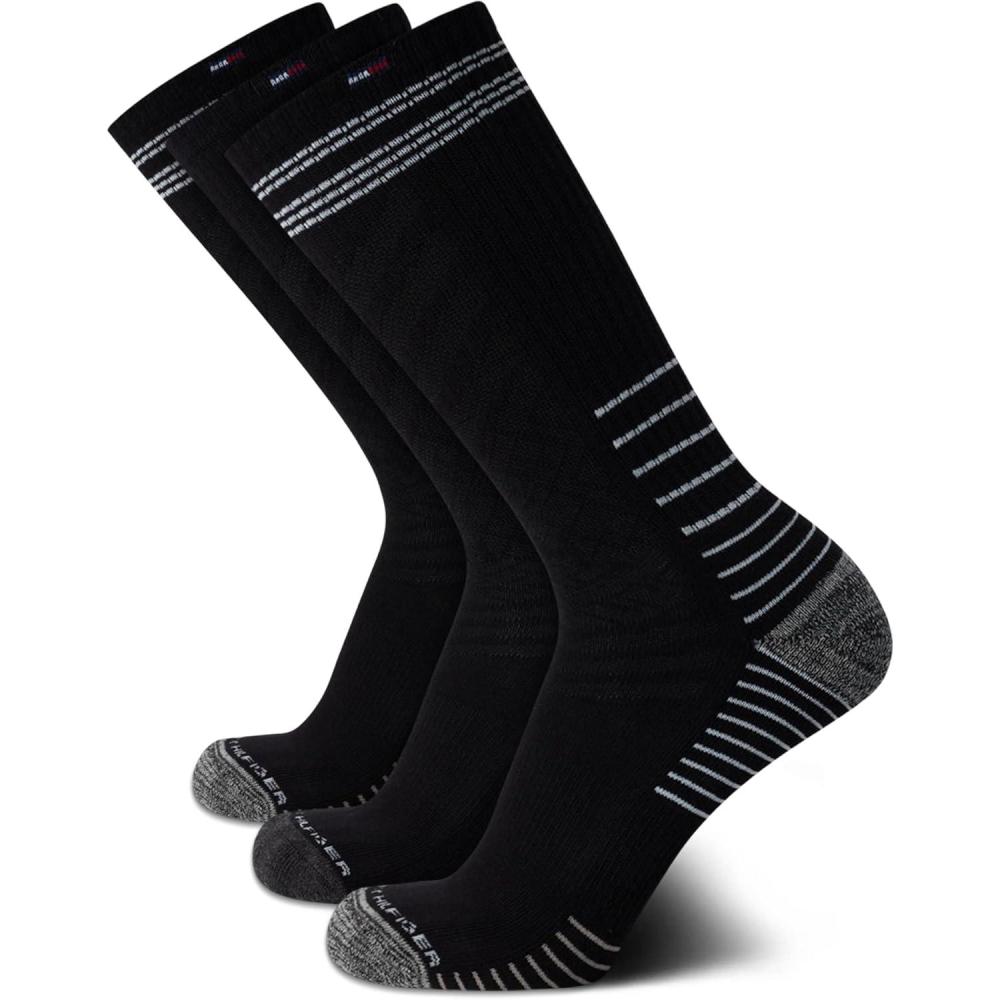 imageTommy Hilfiger Mens Crew Socks  3 Pack Cotton Blend Cushioned Athletic Performance Crew Length Running Socks for MenBlackGrey