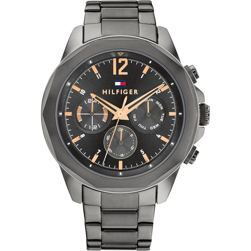 imageTommy Hilfiger Mens Multifunction Quartz Watch Stainless Steel Case 5 ATM Water Resistant Urban Style Timepiece Gift for HimGrey