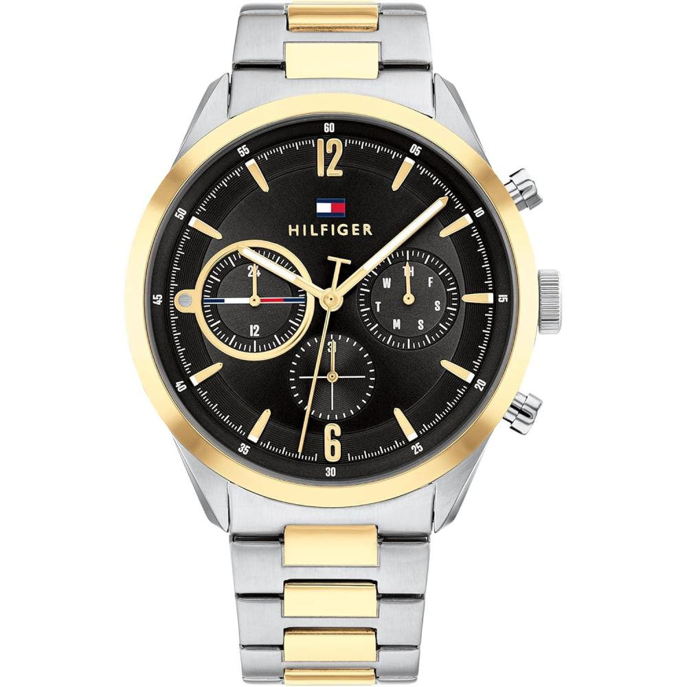 imageTommy Hilfiger Mens Multifunction Watch Stainless Steel Classic Quartz TimepieceTwo Tone