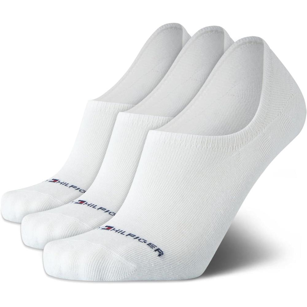 imageTommy Hilfiger Mens No Show Socks 3 Pack Soft Cotton Blend Ankle Socks for Men Ultra Low Cut Liners for Loafers SneakersAll White