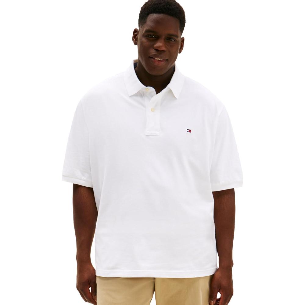 imageTommy Hilfiger Mens Short Sleeve Cotton Classic Fit Pique Polo Shirt Big ampamp TallClassic White