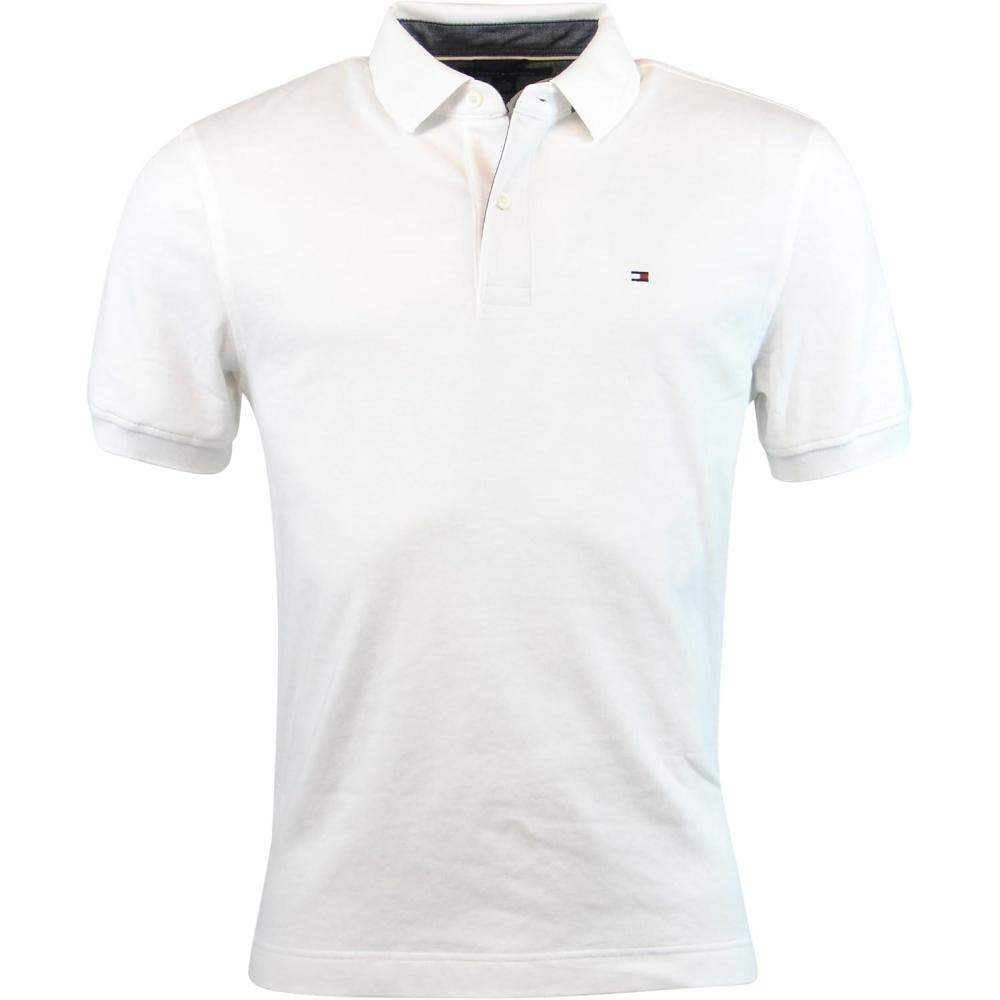 imageTommy Hilfiger Mens Short Sleeve Cotton Classic Fit Pique Polo Shirt Big ampamp TallWhite