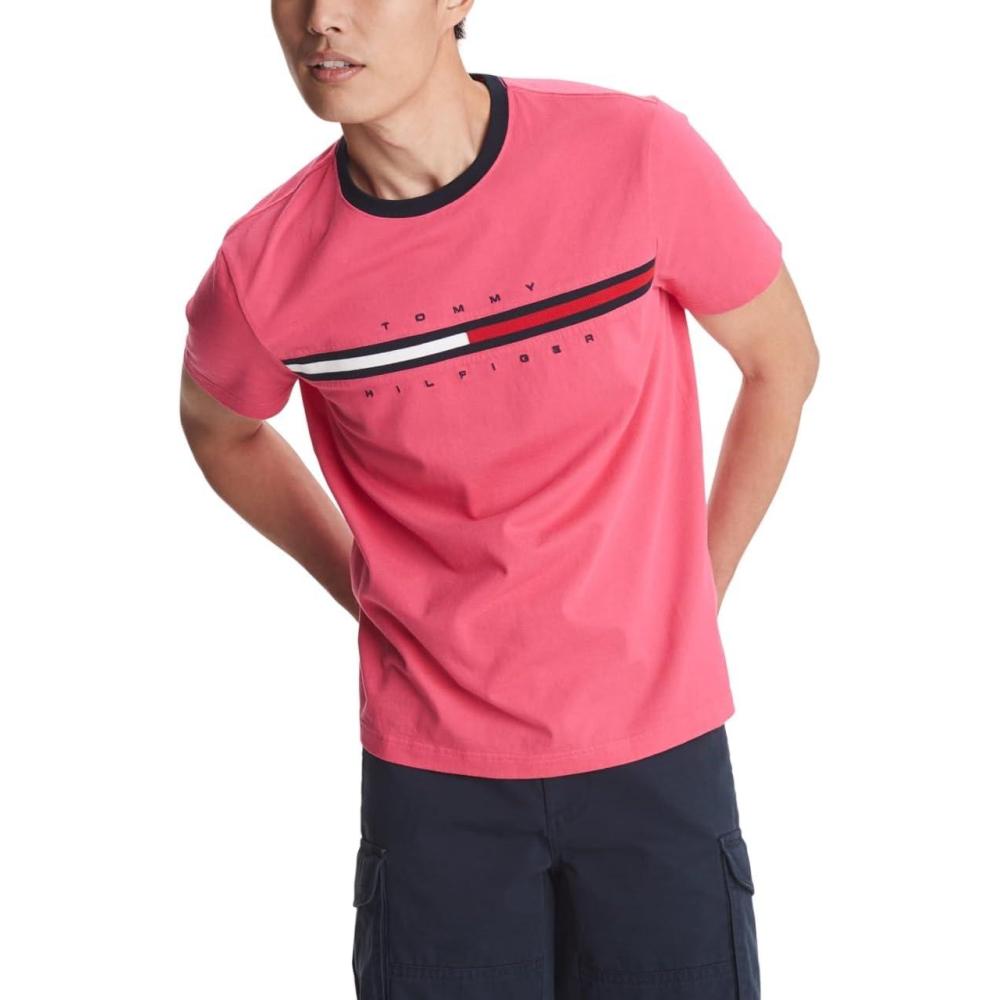 imageTommy Hilfiger Mens Short Sleeve Tino TShirtRaspberry Rose