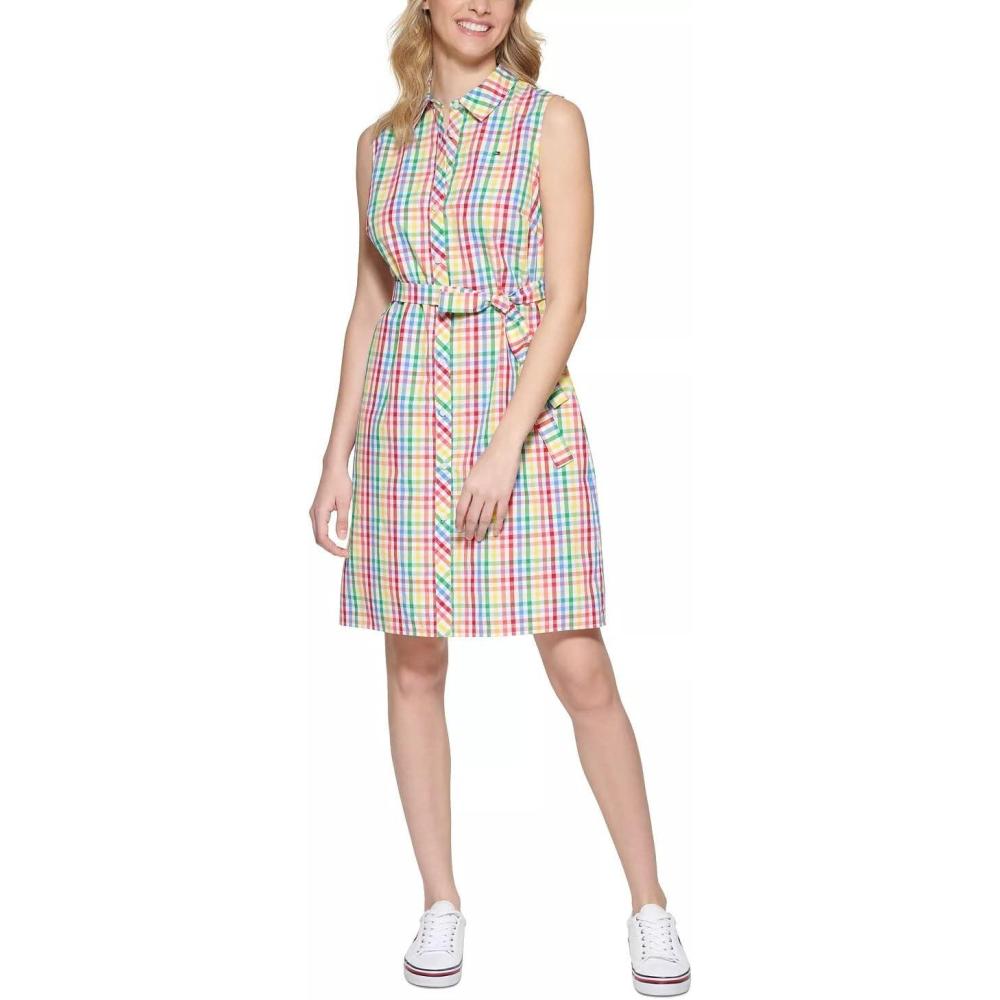 imageTommy Hilfiger Sleeveless Gingham ShirtdressGardenia Checkered
