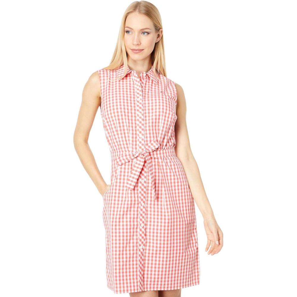 imageTommy Hilfiger Sleeveless Gingham ShirtdressGeraniumBright White