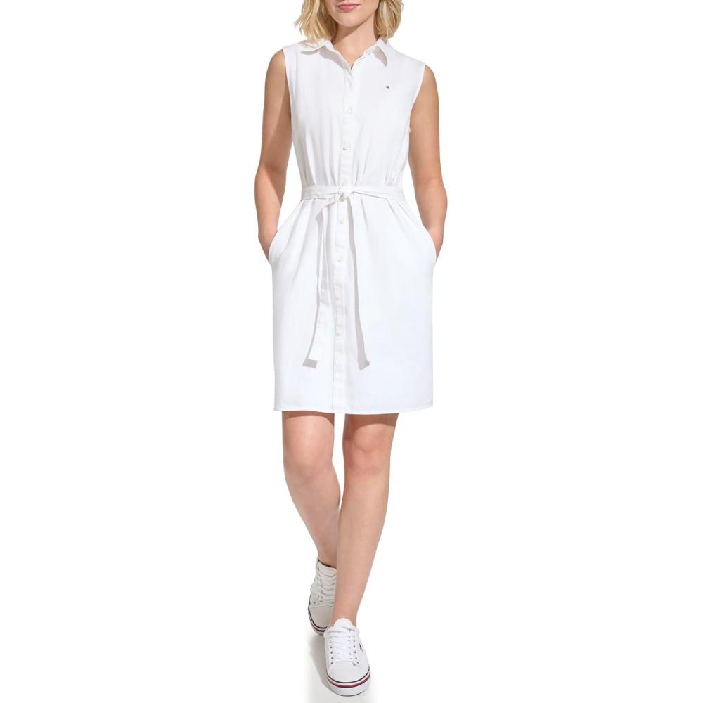 imageTommy Hilfiger Sleeveless Gingham ShirtdressIvory