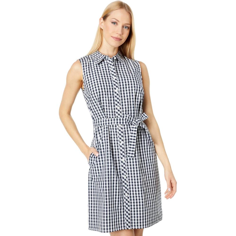imageTommy Hilfiger Sleeveless Gingham ShirtdressSky CapBright White