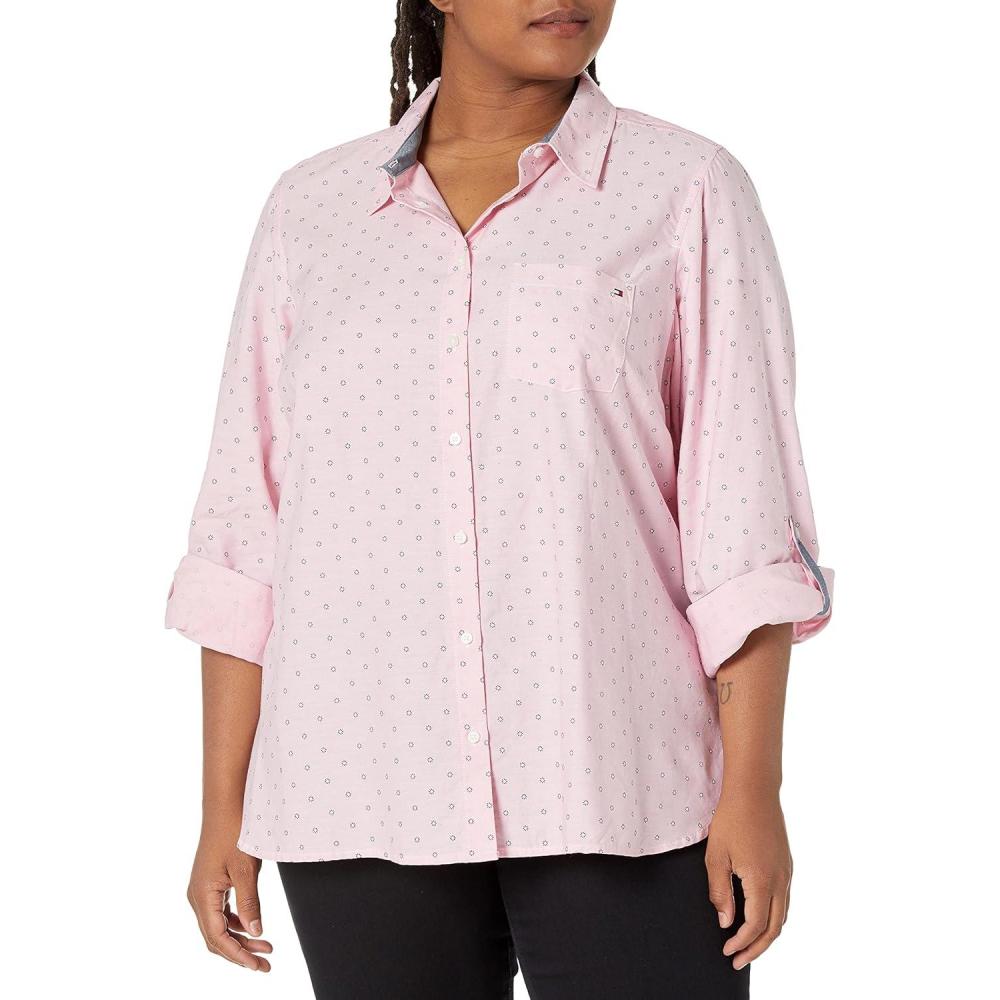 imageTommy Hilfiger Womens Button Down Long Sleeve Collared Shirt with Chest PocketDaisy Floral