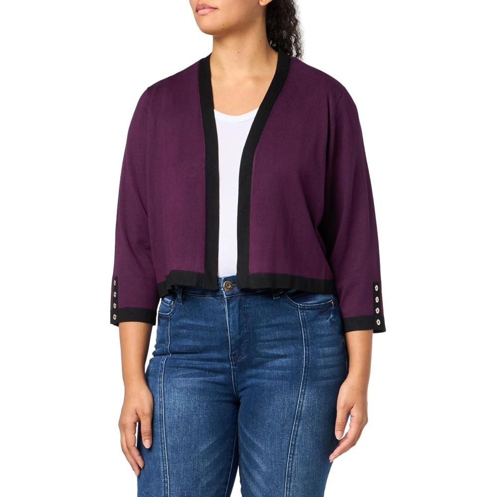 imageTommy Hilfiger Womens Button Sleeve ShrugAubergineBlack
