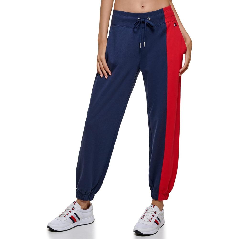 imageTommy Hilfiger Womens Full Leg Logo Fleece Jogger SweatpantsNavy