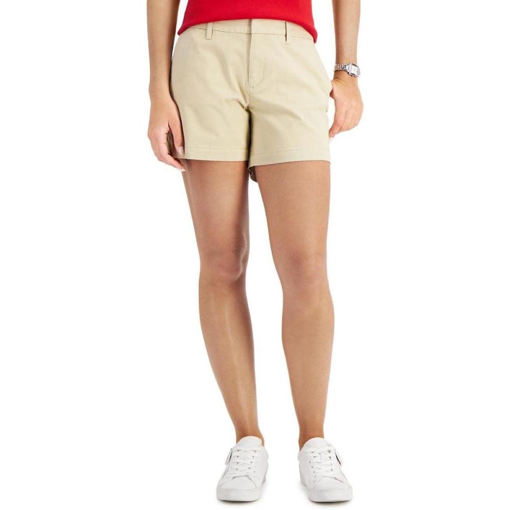 imageTommy Hilfiger Womens Hollywood Mid Rise Business Casual Chino ShortsKhaki