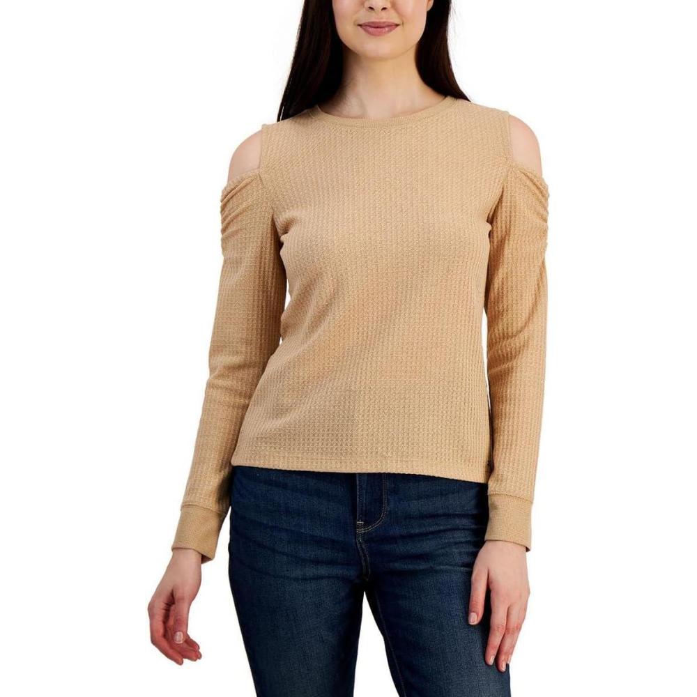 imageTommy Hilfiger Womens Solid Short Sleeve Pique Polo ShirtCamel