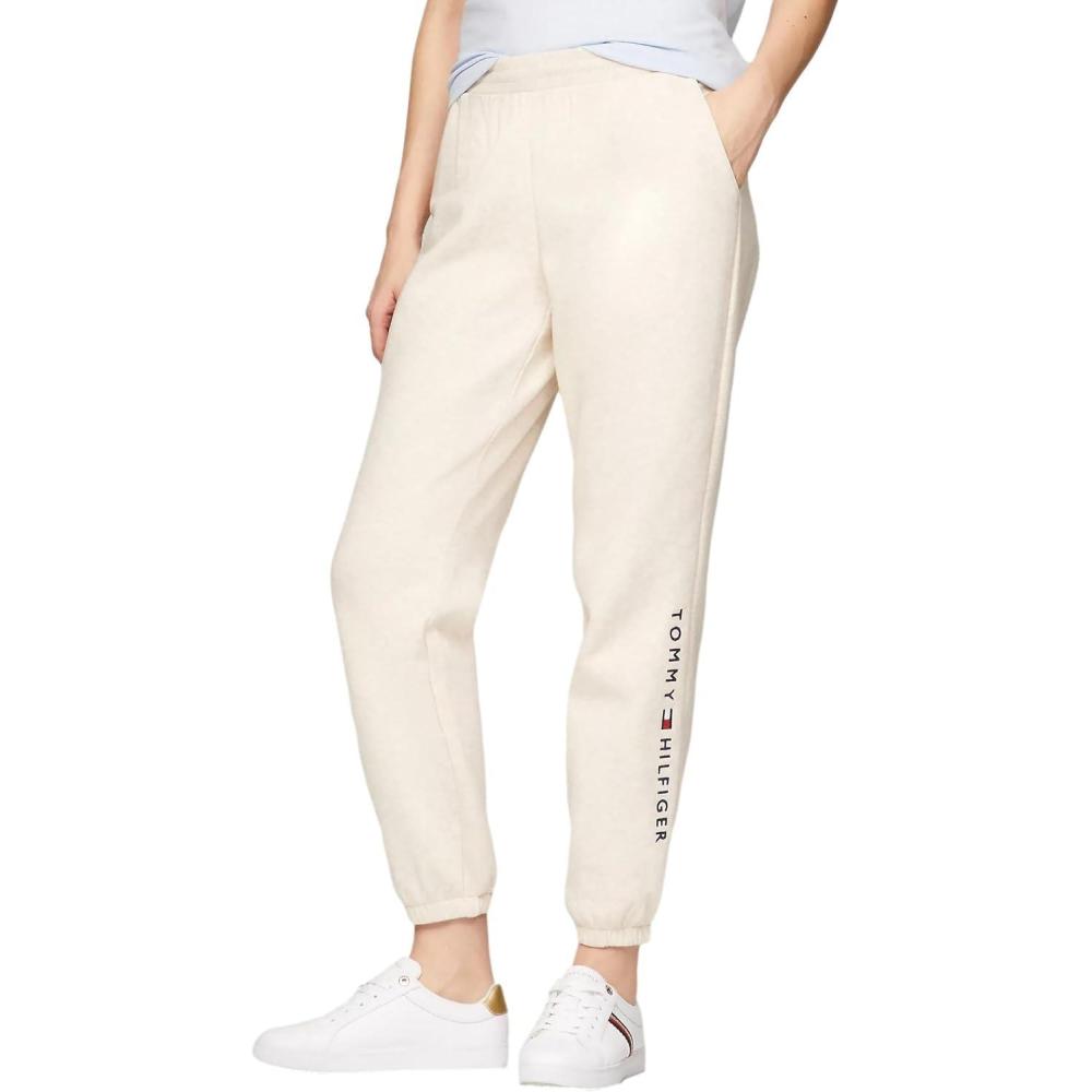 imageTommy Hilfiger Womens Tapered Fleece Jogger SweatpantsBeige Heather