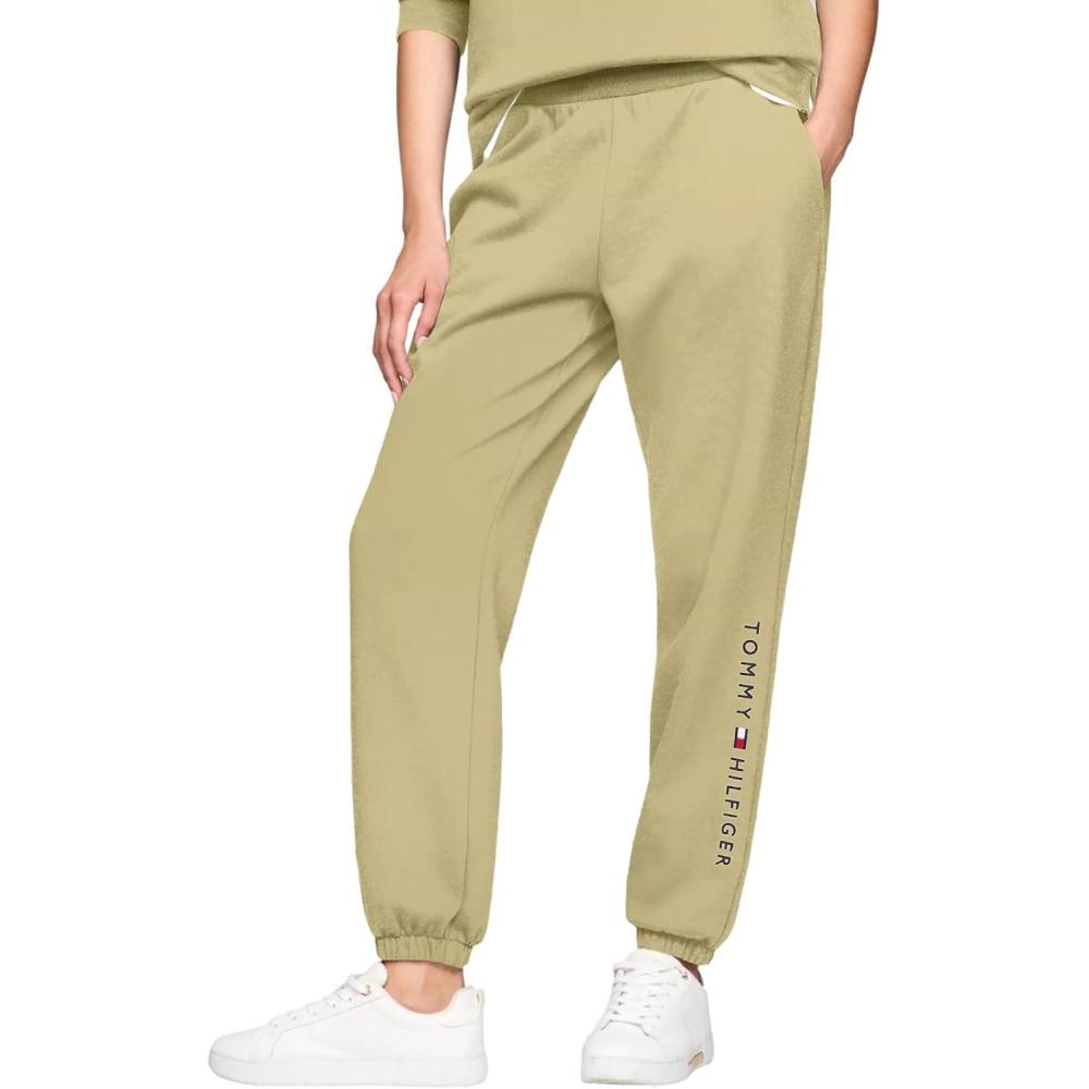 imageTommy Hilfiger Womens Tapered Fleece Jogger SweatpantsFaded Olive