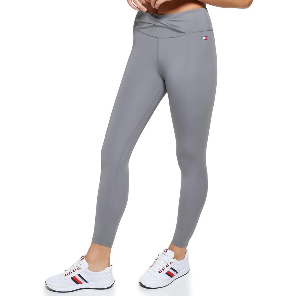 imageTommy Hilfiger Womens Twist Front High Rise 78 LeggingSteel Grey