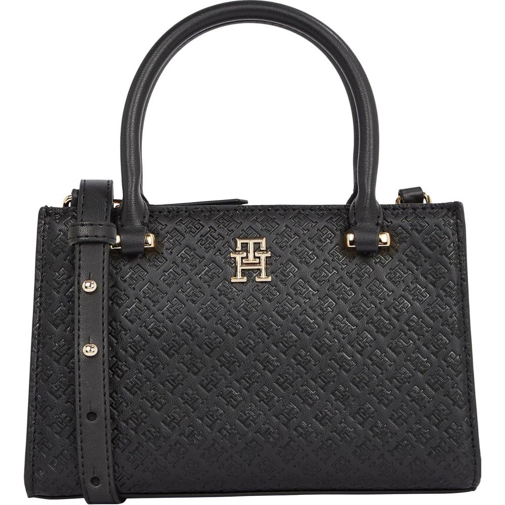 imageTommy Hilfiger womens Monogram Mini Tote Bag With Removable Crossbody StrapBlack