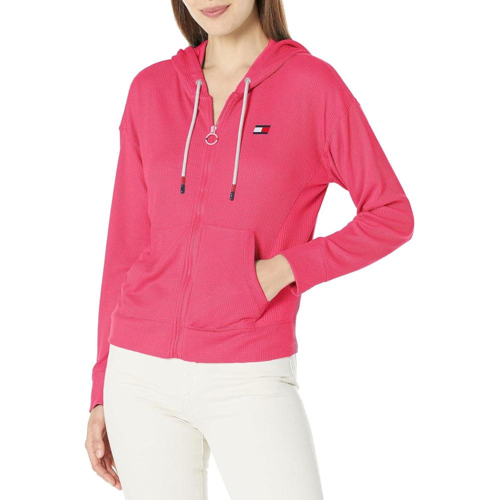 imageTommy Hilfiger womens Tommy Hilfiger Zip Up Colorblock HoodieElectric Magenta