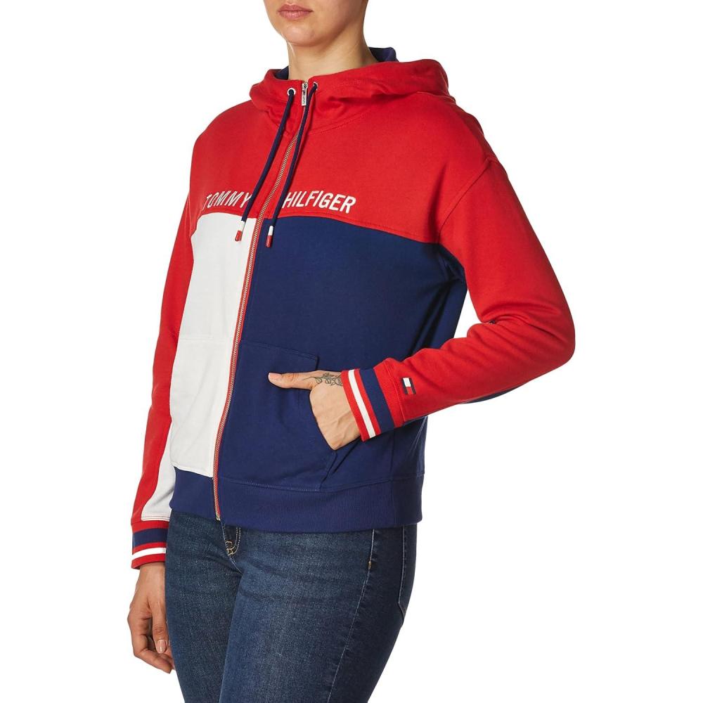 imageTommy Hilfiger womens Tommy Hilfiger Zip Up Colorblock HoodieScarlet