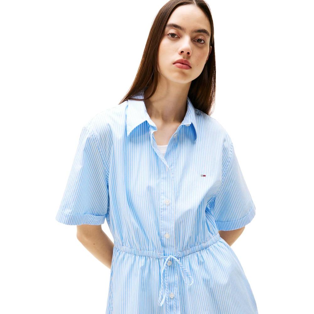 imageTommy Jeans Womens Casual Shirt Dress with Mini StripeSurgarplum Stripe