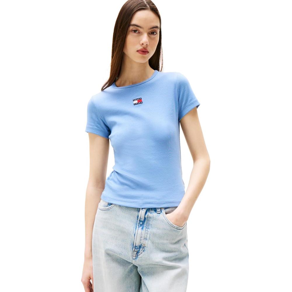 imageTommy Jeans Womens Graphic Tee with Embroidered Flag DetailColorado Blue