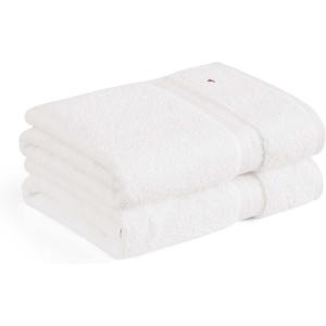Tommy Hilfiger – Bath Towel Set, Absorbent Cotton Terry with Zero Twist, Medium Weight, Oeko-Tex Certified (Modern American White, 6 Piece)(White)