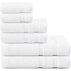 Tommy Hilfiger – Bath Towels, Ultra-Soft & Quick Drying with Zero Twist, 600 GSM Bathroom Towels with Iconic Flag Accent (Harborside Solid White, 6 Piece)(Harborside Solid White)