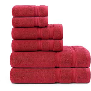 Tommy Hilfiger – Bath Towels, Ultra-Soft & Quick Drying with Zero Twist, 600 GSM Bathroom Towels with Iconic Flag Accent (Harborside Solid White, 6 Piece)(Harborside Solid Red)