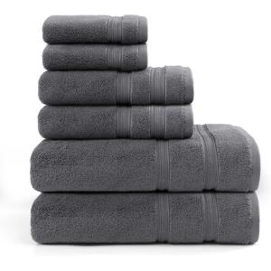 Tommy Hilfiger – Bath Towels, Ultra-Soft & Quick Drying with Zero Twist, 600 GSM Bathroom Towels with Iconic Flag Accent (Harborside Solid White, 6 Piece)(Harborside Solid Charcoal Grey)