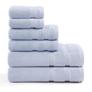 Tommy Hilfiger – Bath Towels, Ultra-Soft & Quick Drying with Zero Twist, 600 GSM Bathroom Towels with Iconic Flag Accent (Harborside Solid White, 6 Piece)(Harborside Solid Light Blue)