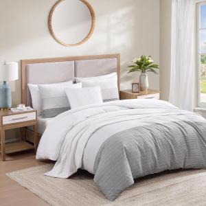 Tommy Hilfiger – Comforter Set, Luxuriously Soft Cotton Seersucker Bedding with Matching Sham, Textured Design (Montauk Blue, Twin)(Twin)
