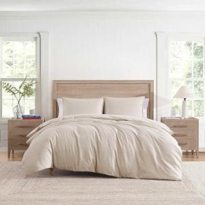 Tommy Hilfiger – Duvet Set, Luxuriously Soft Cotton Bedding with Matching Shams, Textured Design (Monogram Matelassé White, Full/Queen)(Monogram Matelassé Beige)