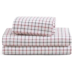 Tommy Hilfiger – Flannel Sheets King Size, Anti-Pilling & Wrinkle Resistant Cotton, Touchably Soft for All-Season Comfort – Bed Sheets w/Matching Pillowcase & Fitted Sheet (Tompkins Windowpane Blue)(Tompkins Windowpane Blue)