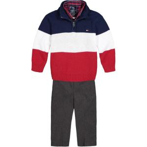 Tommy Hilfiger Boys’ 4-Piece Formal Suit Set, Includes Shirt, Dress Pants, Vest & Tie, Regatta Blue, 14(Flag Blue Block)
