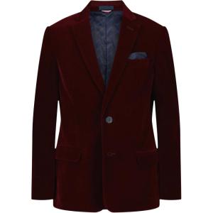 Tommy Hilfiger Boys Blazer Suit Jacket, Button Closure, Notch Lapel & Front Flap Pockets(Bordeaux Velvet)