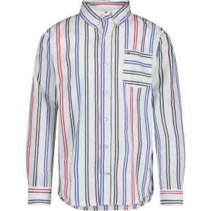Tommy Hilfiger Boys Boys Oxford Long Sleeve Dress Shirt, Collared Button-Down with Chest Pocket, Regular Fit(Snow Vertical Stripe)