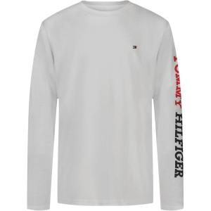 Tommy Hilfiger Boys Long Sleeve Crew Neck T-Shirt(Half and Half White)