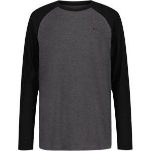 Tommy Hilfiger Boys Long Sleeve Crew Neck T-Shirt(Raglan Charcoal Heather)
