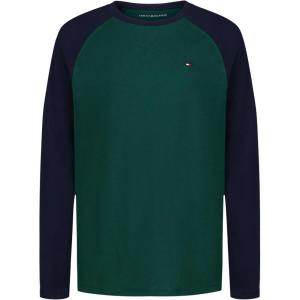 Tommy Hilfiger Boys Long Sleeve Crew Neck T-Shirt(Raglan Rain Forest)