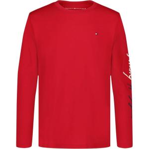 Tommy Hilfiger Boys Long Sleeve Crew Neck T-Shirt(Script Scarlet Sage)