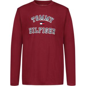 Tommy Hilfiger Boys Long Sleeve Crew Neck T-Shirt(Varsity Syrah)