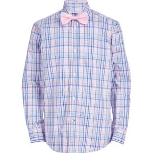 Tommy Hilfiger Boys’ Long Sleeve Dress Shirt with Bow Tie, Collared Button-Down with Cuff Sleeves(Bermuda Pink)