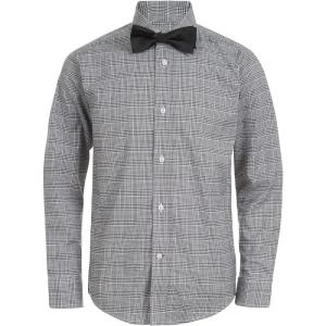 Tommy Hilfiger Boys’ Long Sleeve Dress Shirt with Bow Tie, Collared Button-Down with Cuff Sleeves(Black/White)