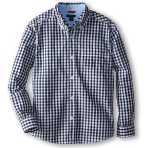 Tommy Hilfiger Boys’ Long Sleeve Woven Button-down Shirt, Lightweight & Breathable(Baxter Flag Blue)